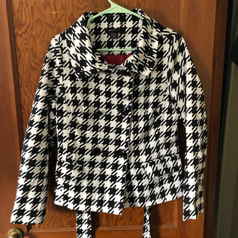 Robert Louis pea coat with houndstooth design